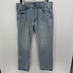 Fusai Blue Denim Jeans Y2K VTG Size 36x31 Heavy Stitch Boot Cut Western Style